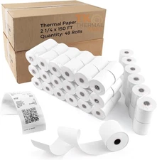 (96 Rolls) 2 1/4" x 150' Thermal Paper, Adding Machine Tape Receipt paper