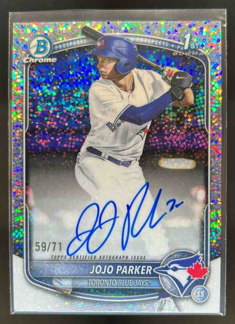 2025 Bowman Draft JoJo Parker Chrome Auto Sparkle Refractor 1st #/71 Blue Jays