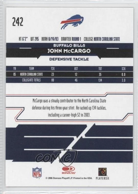 2006 Leaf Rookies & Stars Longevity Rookie Emerald /29 John McCargo #242 RC - Image 2 of 2