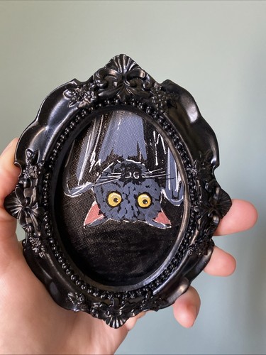 Bat,creepy ,Halloween, Painting On Paper,framed,cute,funny,miniature,