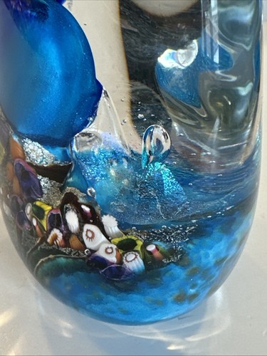 Signed Collette FORTIN Studio Art Glass Underwater Coral Reef Scene Paperweight - Picture 4 of 17