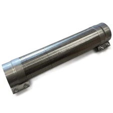 Stainless Steel Flexible Exhaust Flex Pipe w/ Band Clamps - 3" (76mm) 11" Long