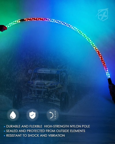 Xprite 4ft Spiral LED Lighted Whip Remote Dancing for UTV Polaris RZR Can-Am 4x4 - Picture 5 of 7