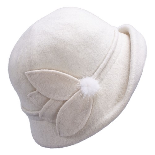 Women Retro Floral Upturn Brim Cloche Wool Bucket Winter Church Wedding Hat A474 - Picture 45 of 60