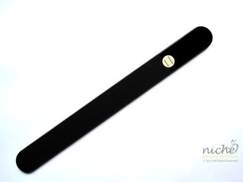 FULLY PATENTED Large GLASS NAIL FILE in ALL BLACK in a BLACK VELVET POUCH - SALE - Picture 2 of 3