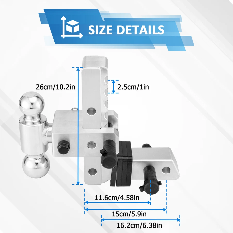 Adjustable Truck Hitch 8" Drop Rise Hitch Trailer Hitch 2'' Receiver Tow Hitches - Image 3 of 4