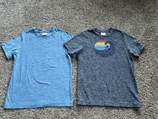 LOT of 2 Hanna Andersson 150 12 Boys Sunblock UV Tee GRAPHIC BLUE SOFT X24