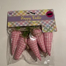 Pink Gingham Carrot Garland 59 x 4 New