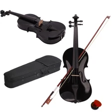 New High Quality 4/4 Full Size Acoustic Violin Fiddle + Case + Bow +Rosin Black