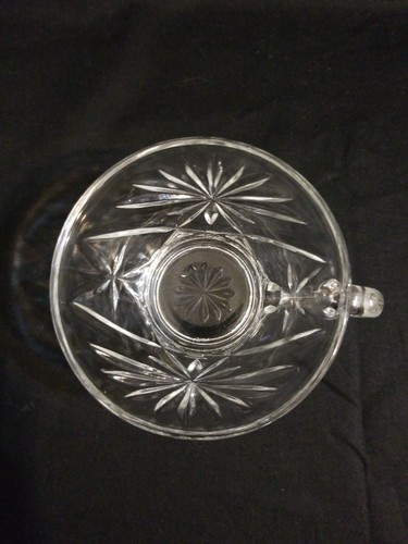 Vintage Clear Glass Starburst Punch Bowl Cups Set Of 6 - Picture 7 of 8
