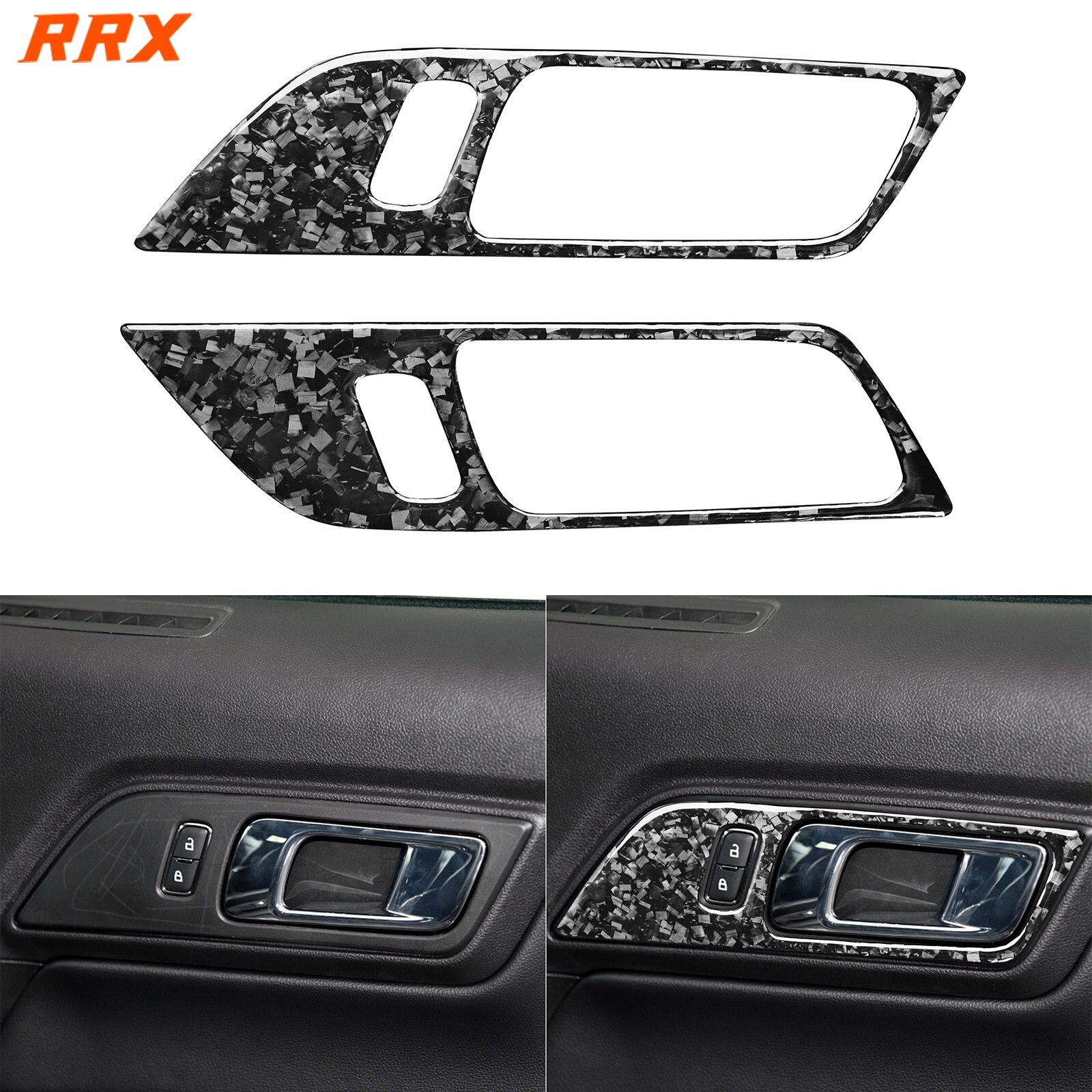 Forged Carbon Fiber Interior Door Handle Cover Trim For Ford Mustang GT 2015-23
