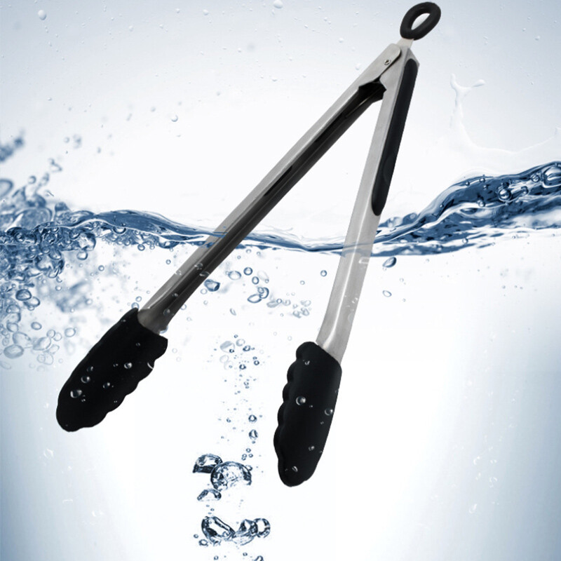 Set of 2 Premium Kitchen Tongs Heat Resistant Cooking BBQ Tong Nonslip eBay