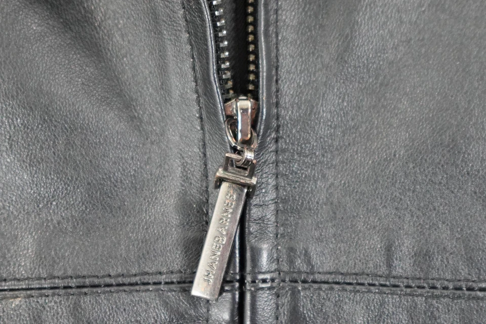 Jhane Barnes 男式皮革夹克 46 码 FLAW — 第 3/4 张图片