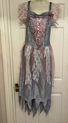 Ghost Bride Princess Zombie Halloween Fancy Dress Costume Size 12-14  Headband UK