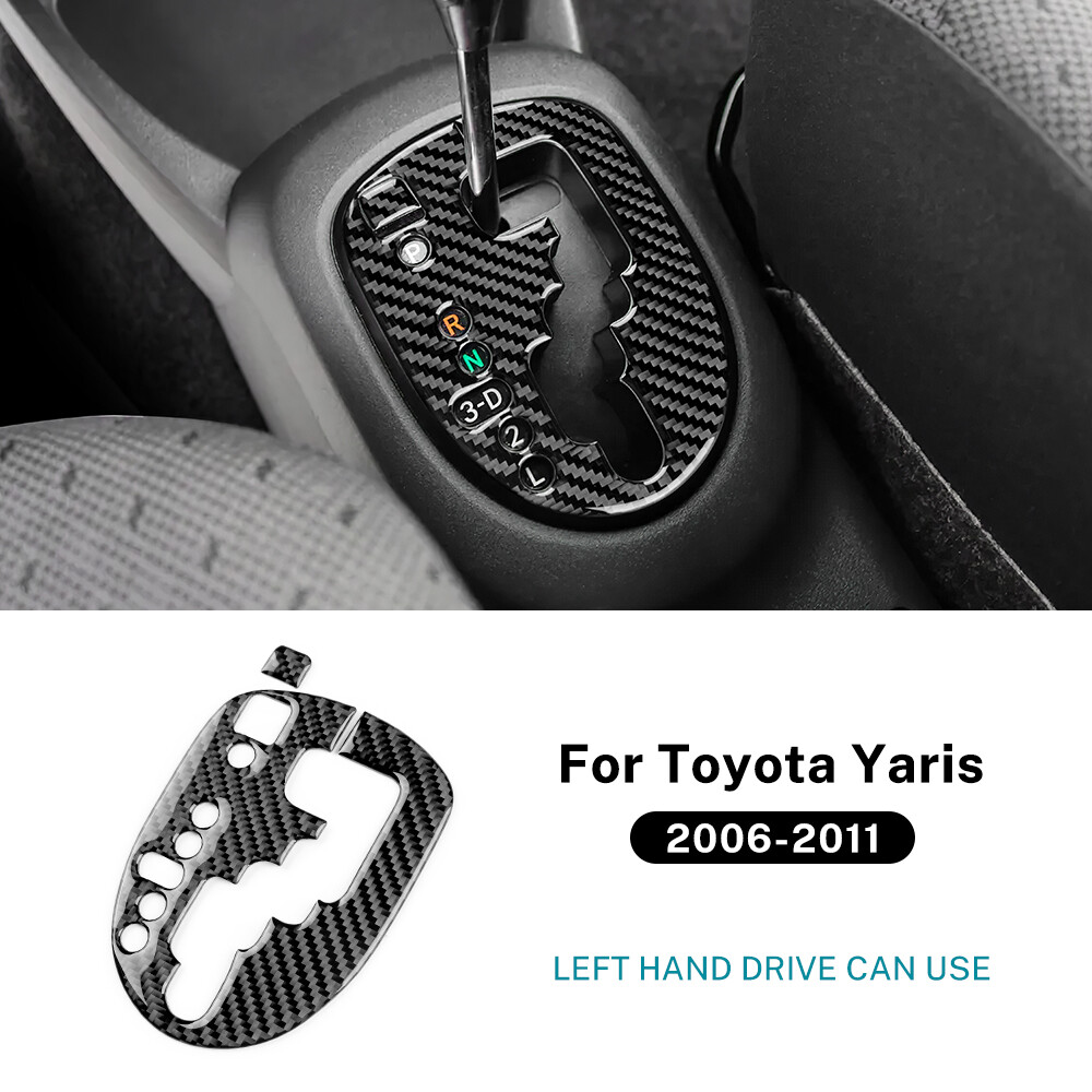 For Toyota Yaris 06-11 Black Carbon Fiber Console Gear Shift Panel