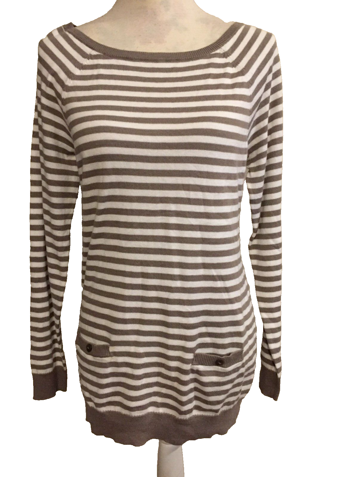 sweater, Small, Back Buttons, Front Pockets , Stripes, Loft Tag $44.95, NWT-image