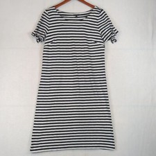 Talbots Striped Tie Sleeves Relaxed Fit Midi Cotton Tee Shirt Dress M