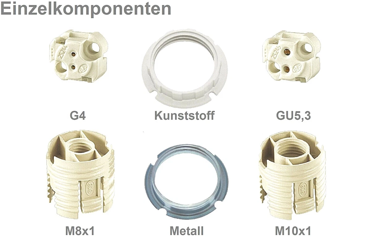 Fassung G4 GU5,3 einclipsbar Niedervolt / Isolierhaube M8x1 M10x1  