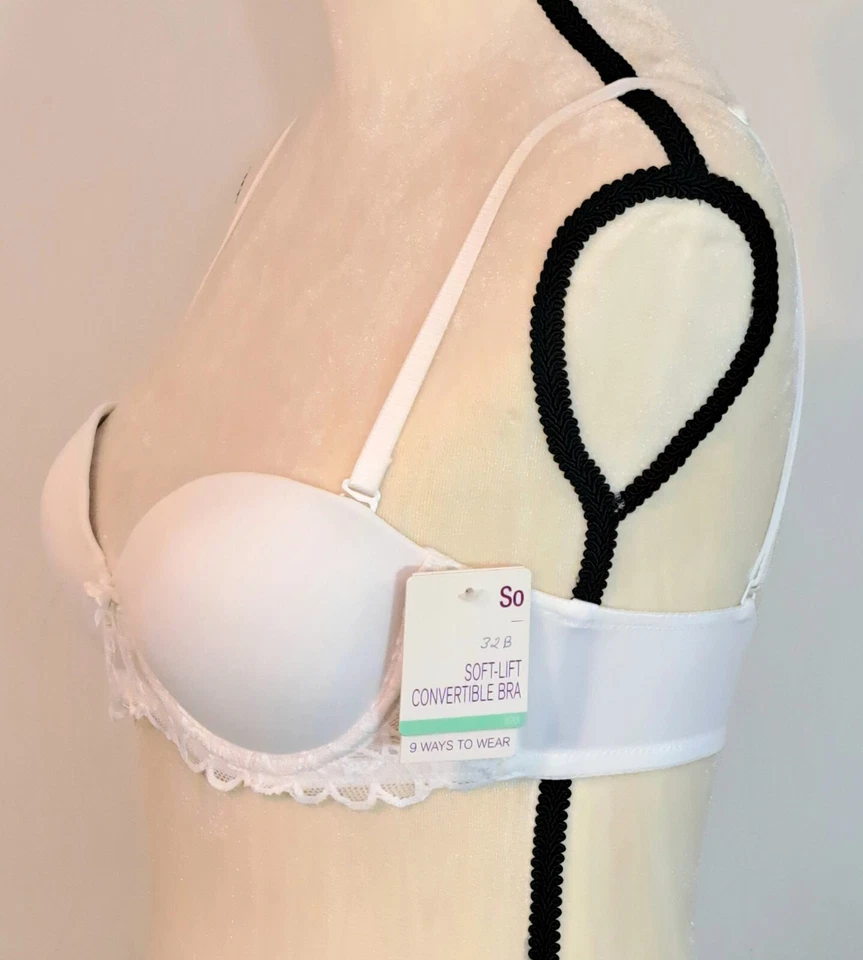 So Soft Lift Multi Way Bra Size 32B White Underwire Demi Balconette Lace - Image 2 of 4