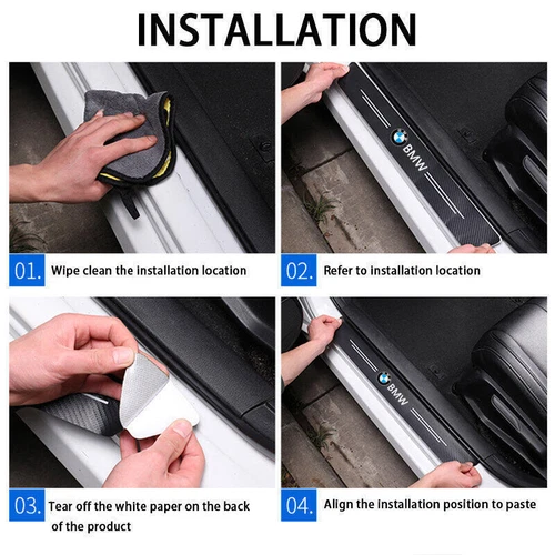 4Pcs Car Threshold Strip Door Plate Sill Scuff Cover Sticker Decals for BMW - Picture 6 of 7