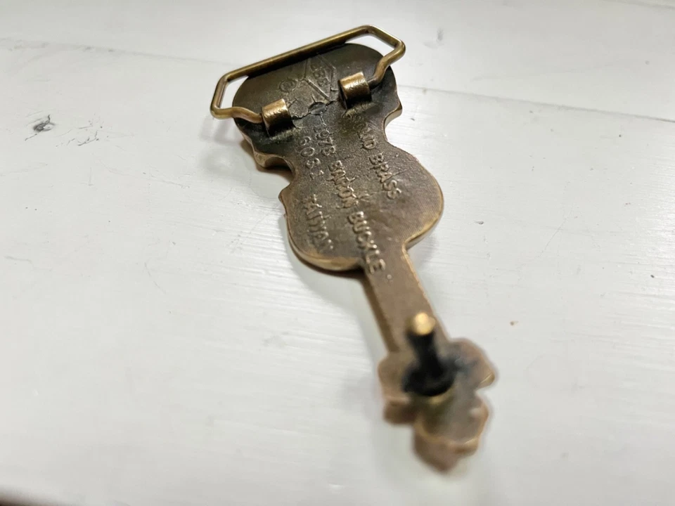 Hebilla de cinturón de violín de latón vintage hebillas de barón 1978 instrumento musical único Foto 4 de 4