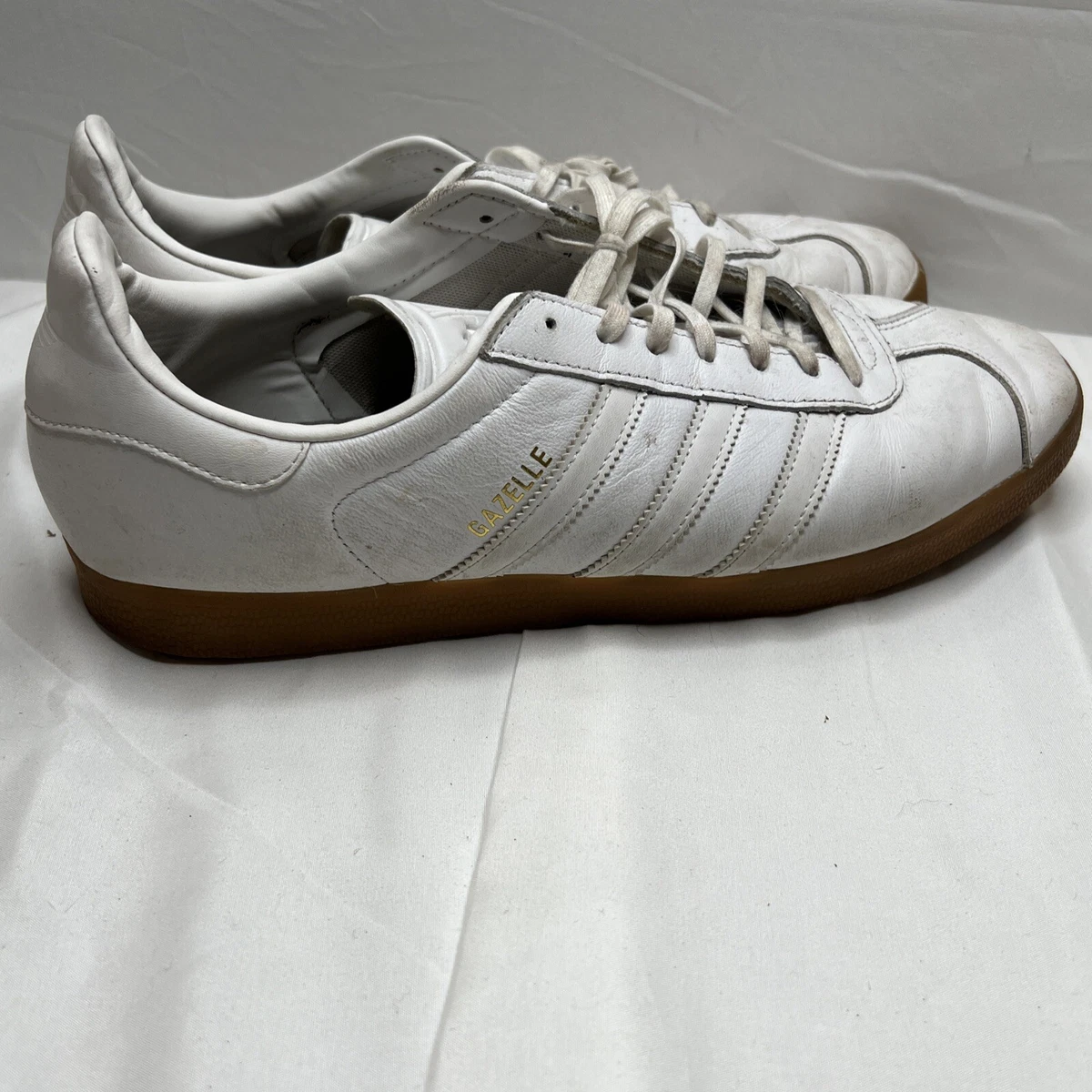 White leather gazelle gum cheap sole