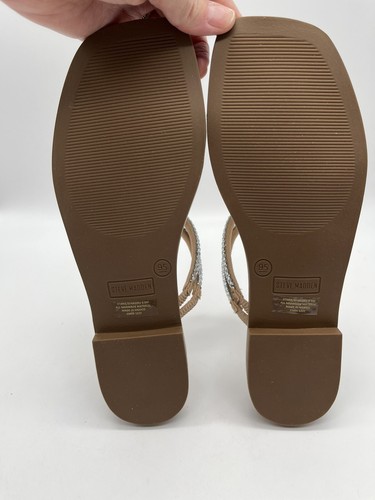 New Steve Madden Womenâs Strappy Silver Starie Rhinestone Slide On Sandal Size 9 | eBay