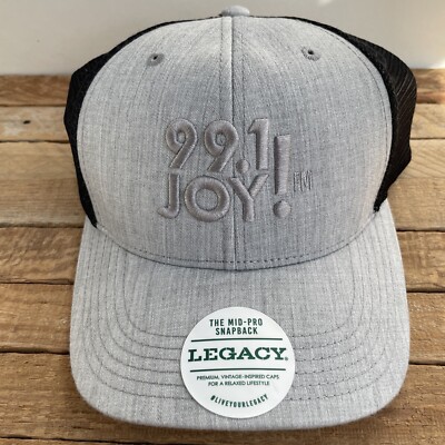 99.1 Joy FM Ball Cap Hat Gray Black Mesh Snapback
