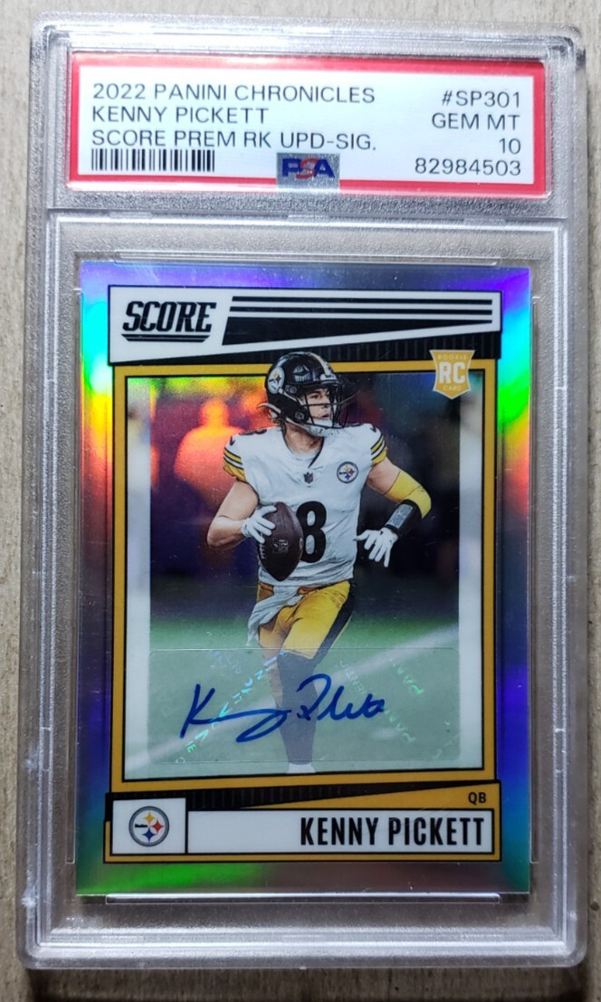 2022 Panini Score Silver Prizm Kenny Pickett Auto RC /75 PSA 10 Autograph #SP301