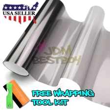 12"X48" Gloss Light Black Smoke Headlight Taillight Fog Light Tint Film Vinyl