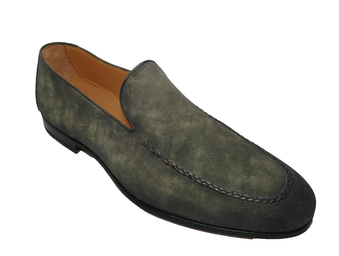 Saks Fifth Avenue Magnan Suede Venetian Loafer Olive Green Shoe $498 US 12M MEN