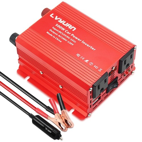 500W Car Power Inverter DC 12V AC 110V Converter Adapter Charger 2USB 2AC