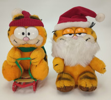 Christmas Garfield Plush Set of 2 Vintage 8" 1981 Dakin Santa Takes the Mountain