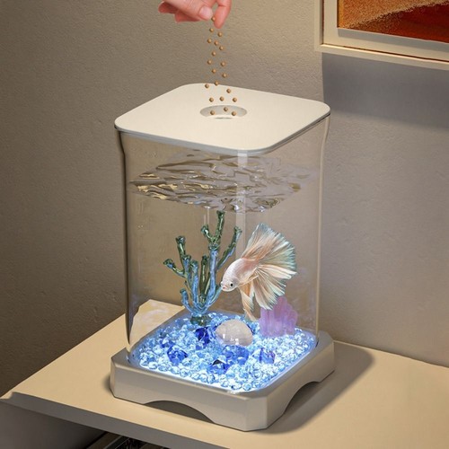 Removable Desktop Fish Bowl Acrylic Mini Goldfish Tank For Shrimp Clownfish - Picture 3 of 10