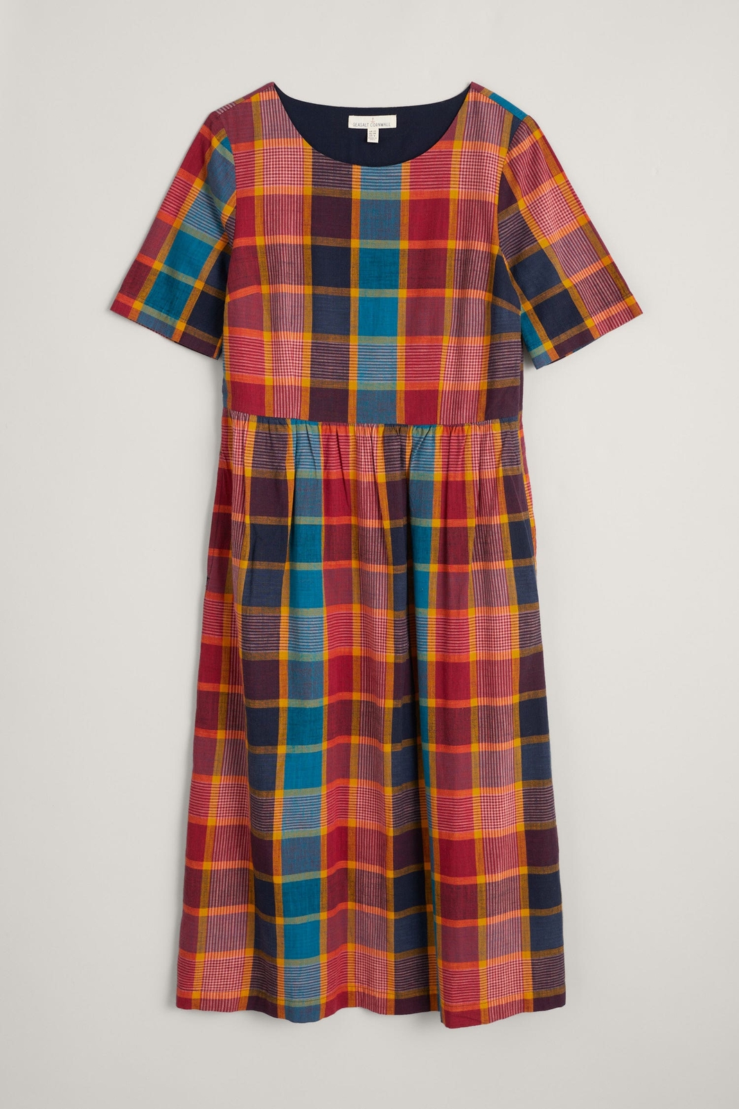 Seasalt Women's Dress blue Budehaven Midi Dress Regular Paint Mixer Check eBay