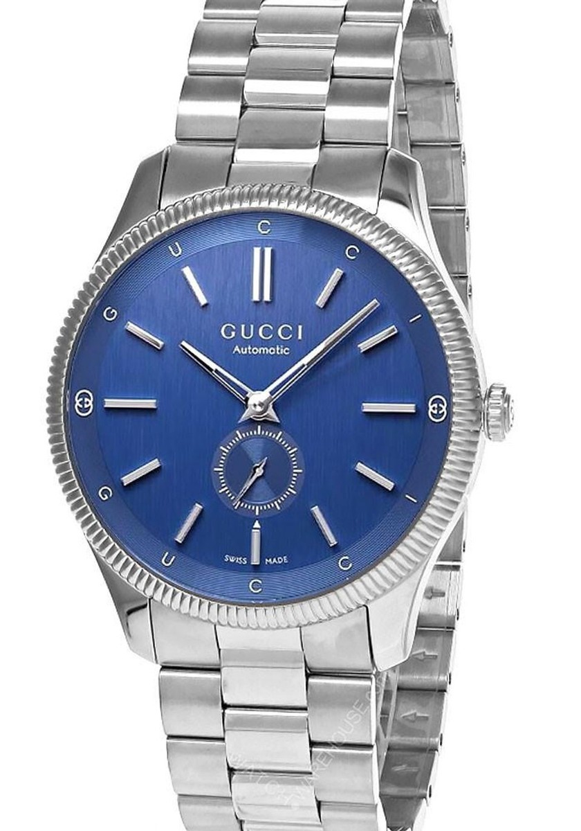 Gucci G-Timeless Auto 40mm Blue Dial Steel Men's Watch YA126389 | eBay