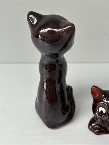 Vintage Redware Mama Cat & Two Kittens Figurines Collectible Set of 3 Japan MCM - Picture 5 of 18