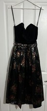Original 1970’s Vintage Black Velvet & Bronze Floral Print Dress by Radley