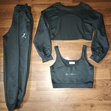 WOMEN'S Blu/Blk/Pk THREE PIECE SET LADIES SHOLL AND  VEST TROUSE SET LOUNGEWEAR 