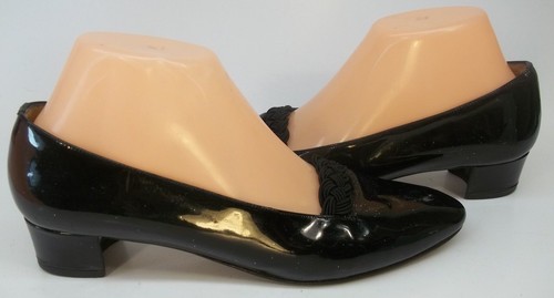 VTG Renzo Fontanelli Womens Shoes Heels US 8 B Black Patent Leather Glitter 312 - 第 3/7 張圖片