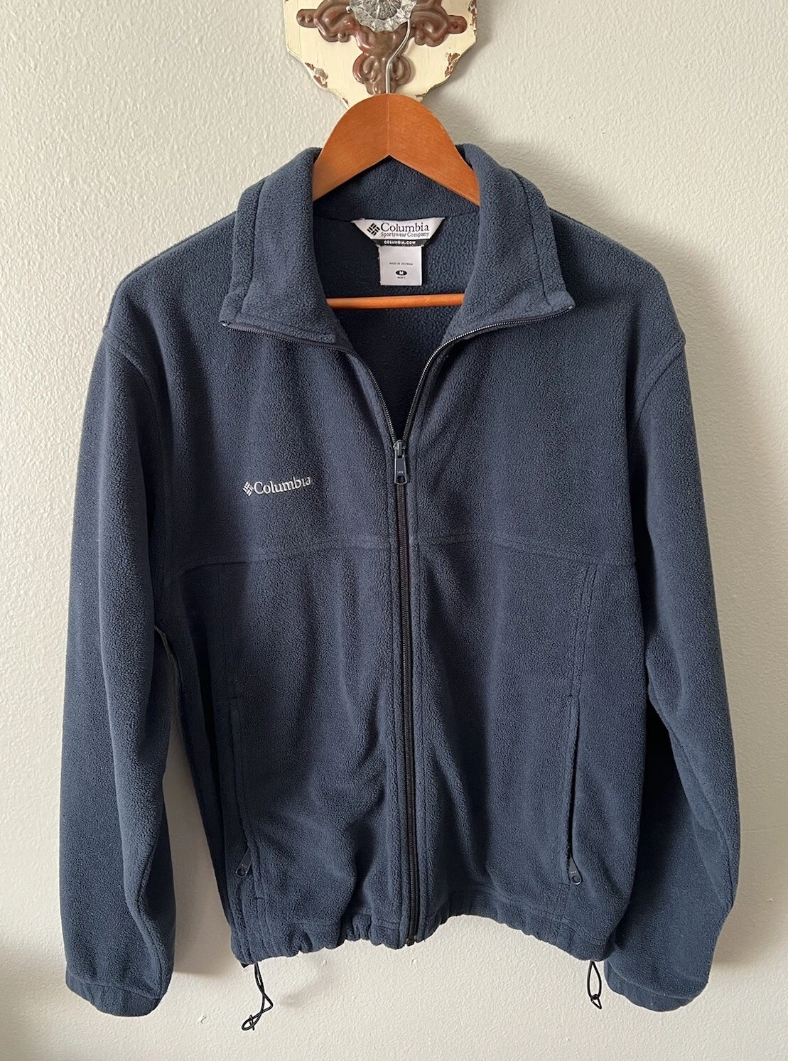 Columbia Men's Full Zip Up Fleece Jacket Navy Blue Size Medium M Adult