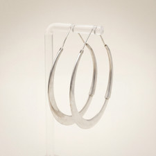 Sterling Silver Artisan Hoop Earrings 52mm Large Vintage 1990s