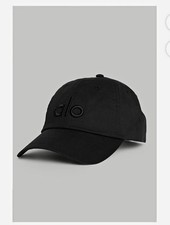 Alo Yoga Black Embroidered Logo Baseball Cap Hat One Size Adjustable