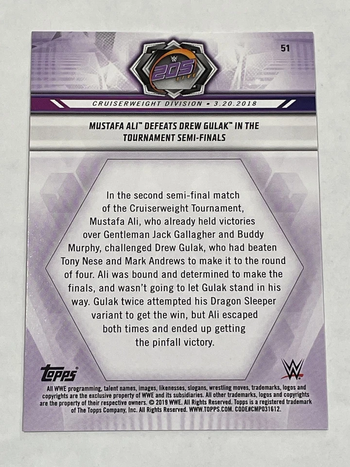 2019 Topps WWE Road to Wrestlemania Wrestling Bronze Parallel #51 - Mustafa Ali - Image 2 of 2