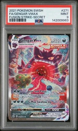 2021 POKEMON SWORD & SHIELD FUSION STRIKE SECRET #271 FULL ART/GENGAR VMAX PSA 9