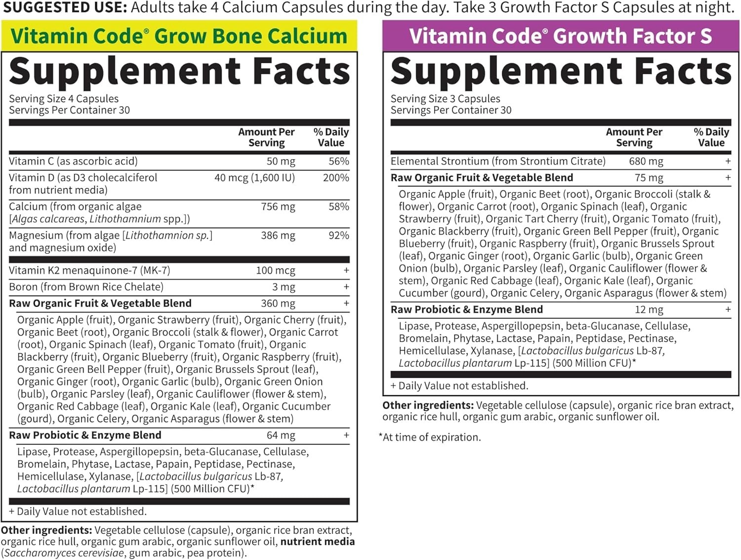 Garden of Life Vitamin Code Grow Bone Growth System Supplement - *EXP 07/2027*