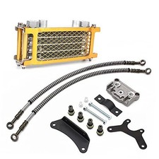 Motorcycle Engine Oil Cooler,Universal Engine Oil Cooling Kit for ATV Pit gold