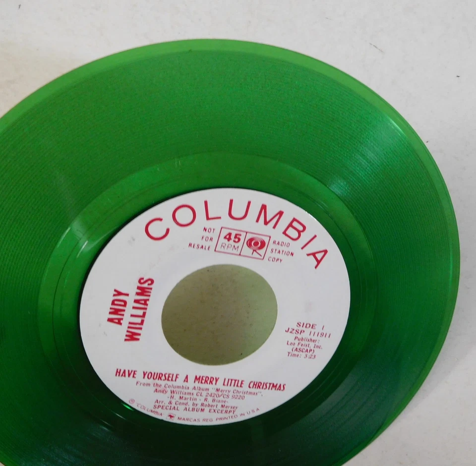 ANDY WILLIAMS Have Yourself A Merry Little Christmas COLUMBIA PROMO 45 green - Image 2 of 4