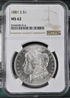 1881-S Morgan Dollar NGC Certified MS62