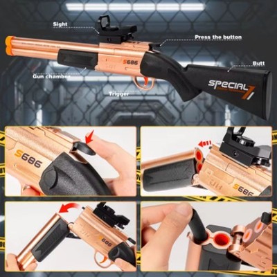 S686 Special 7 Toy Shotgun, Double Barrel Foam Dart Blaster Gun